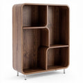 **Modern Wooden Bookshelf with Unique Curved Design**