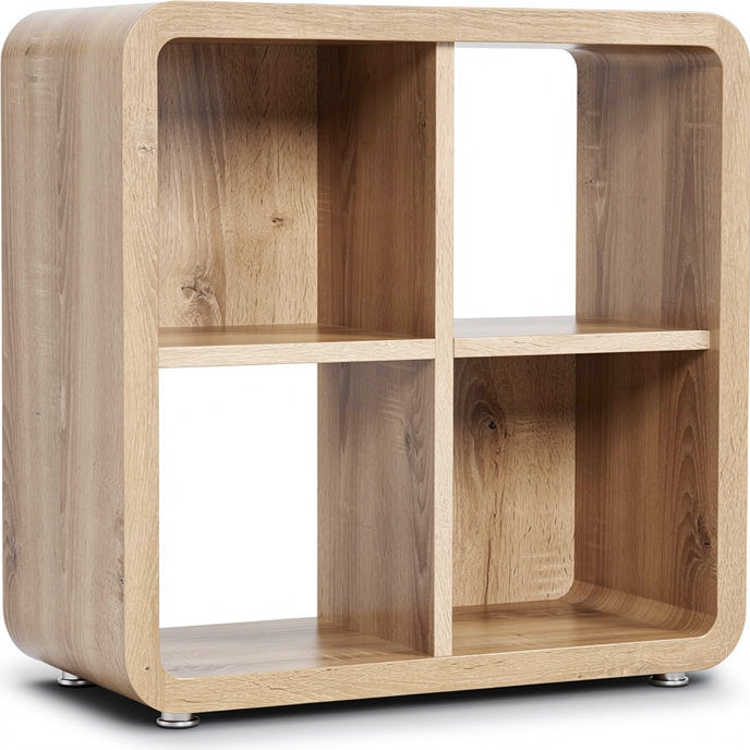 **Contemporary Wooden Open Shelf with Four Compartments**