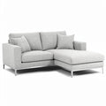 **Modern Grey Sectional Sofa with Metal Legs and Cushions**