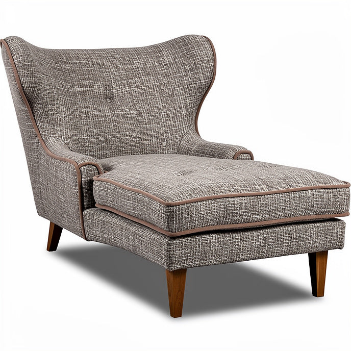 **Elegant Mid-Century Modern Armchair with Textured Fabric Upholstery**