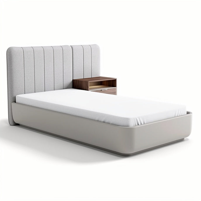 **Modern Minimalist Single Bed with Side Table**