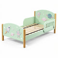 **Children's Bed with Space Theme and Wooden Frame**